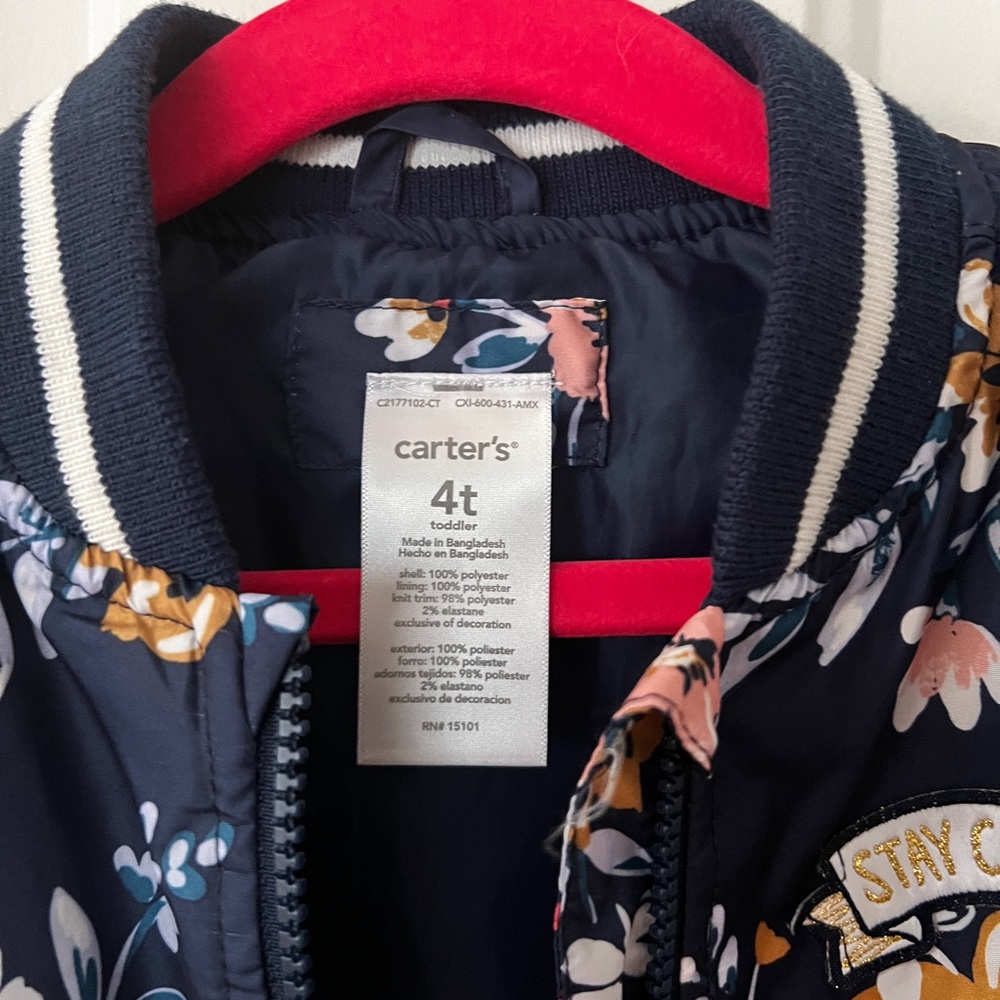 Carter's Kids Floral Jacket - Navy and Pink - Picture 3 of 8